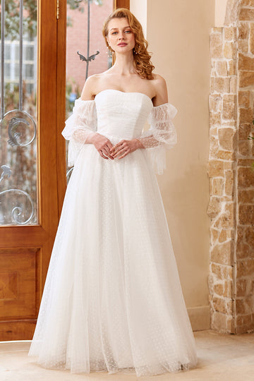 Tulle Blanc Off Shoulder Robe de mariée